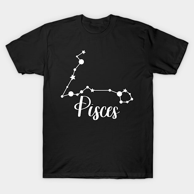 Pisces Zodiac Constellation in White T-Shirt by Kelly Gigi